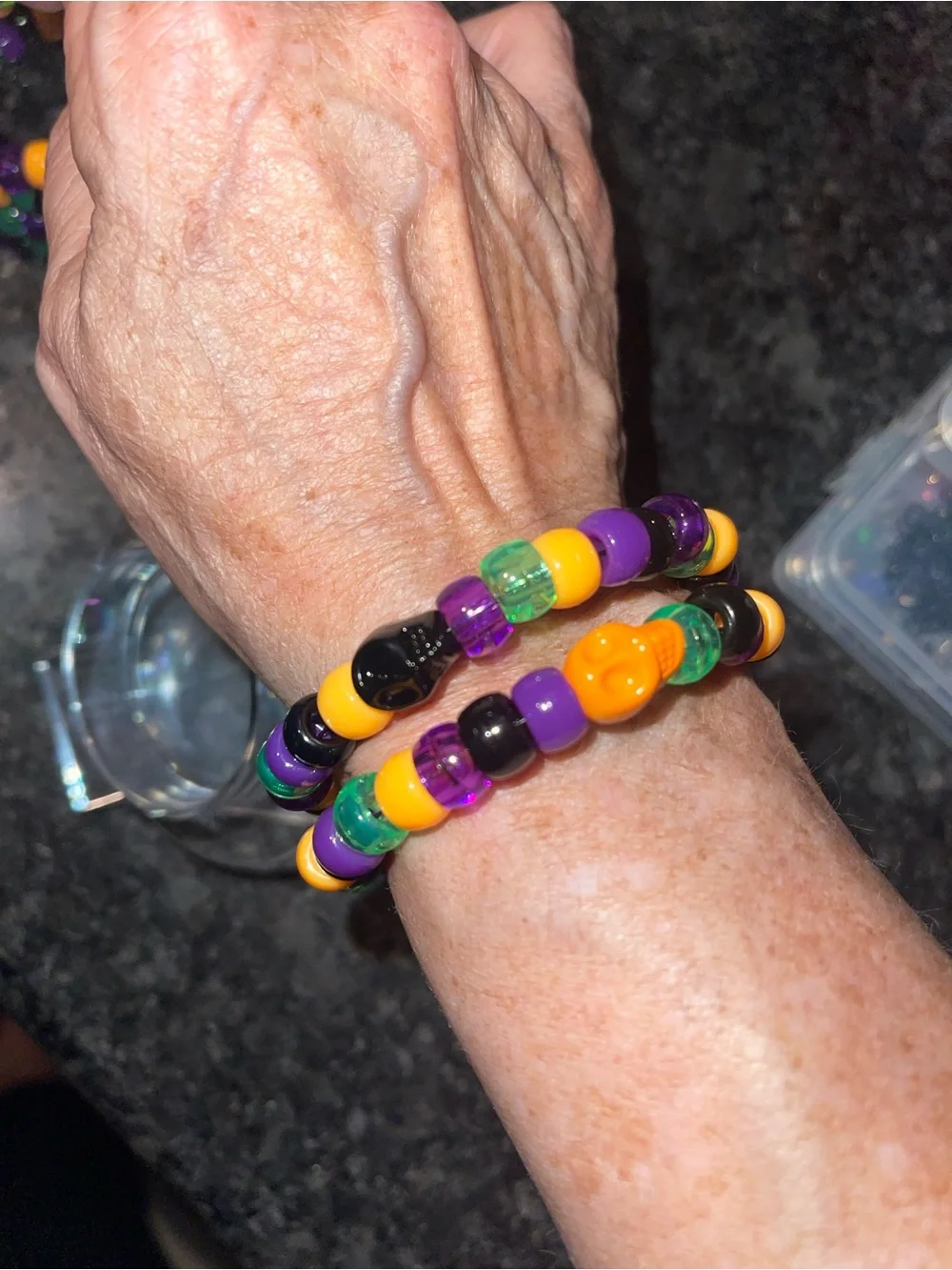 HANDMADE Halloween Skull Wrap Bead Bracelet - Choice of style